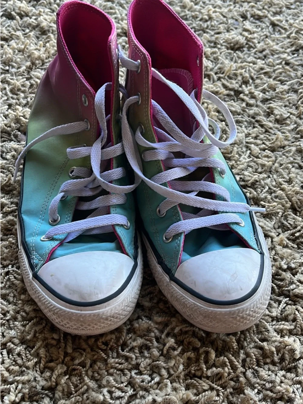 Converse Kids High-Top Sneakers - Pink, Green, Blue Gradient